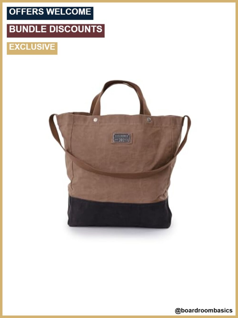 Barebones Neelum Large Waxed Canvas Tote - Heavy Duty 40L Reusable Grocery Bag